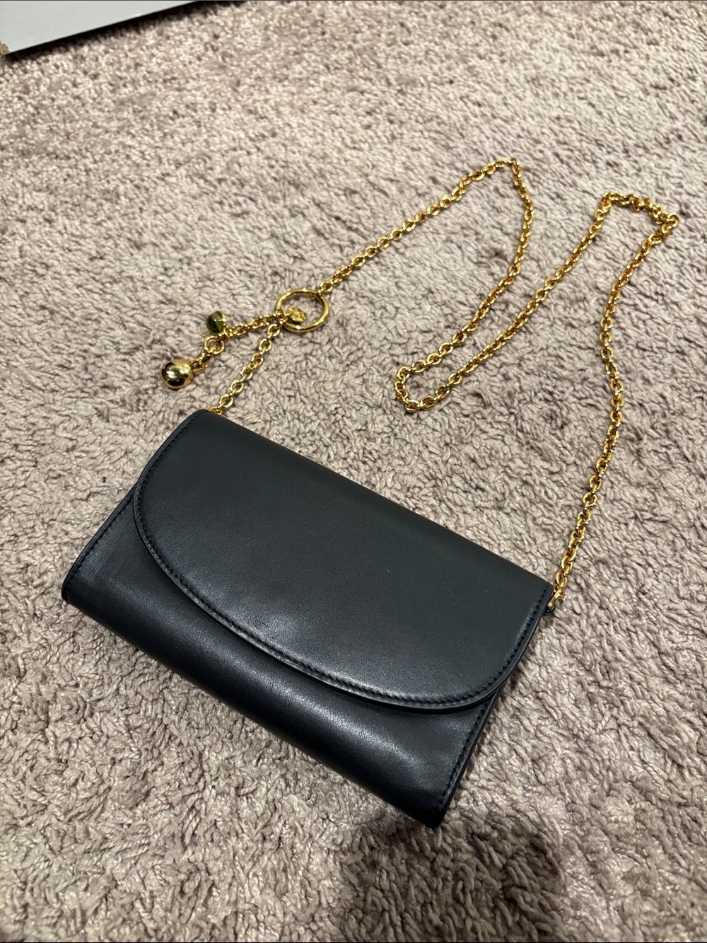 Madewell Black Leather Crossbody Bag with Gold Chain Strap